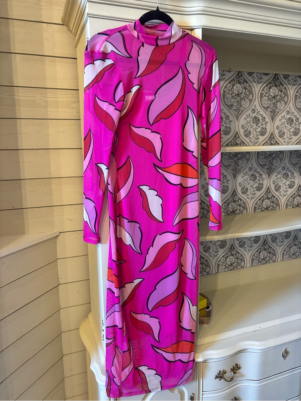Target Pink Printed Maxi Dress with Leaf Motif